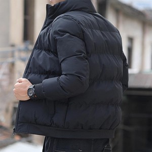 Chaqueta de Invierno para Hombre, Acolchada, de Color Sólido, con Cuello Alto, Cierre de Cremallera, Relleno Grueso de Poliéster, Informal, Resistente al Viento - Product Image 6