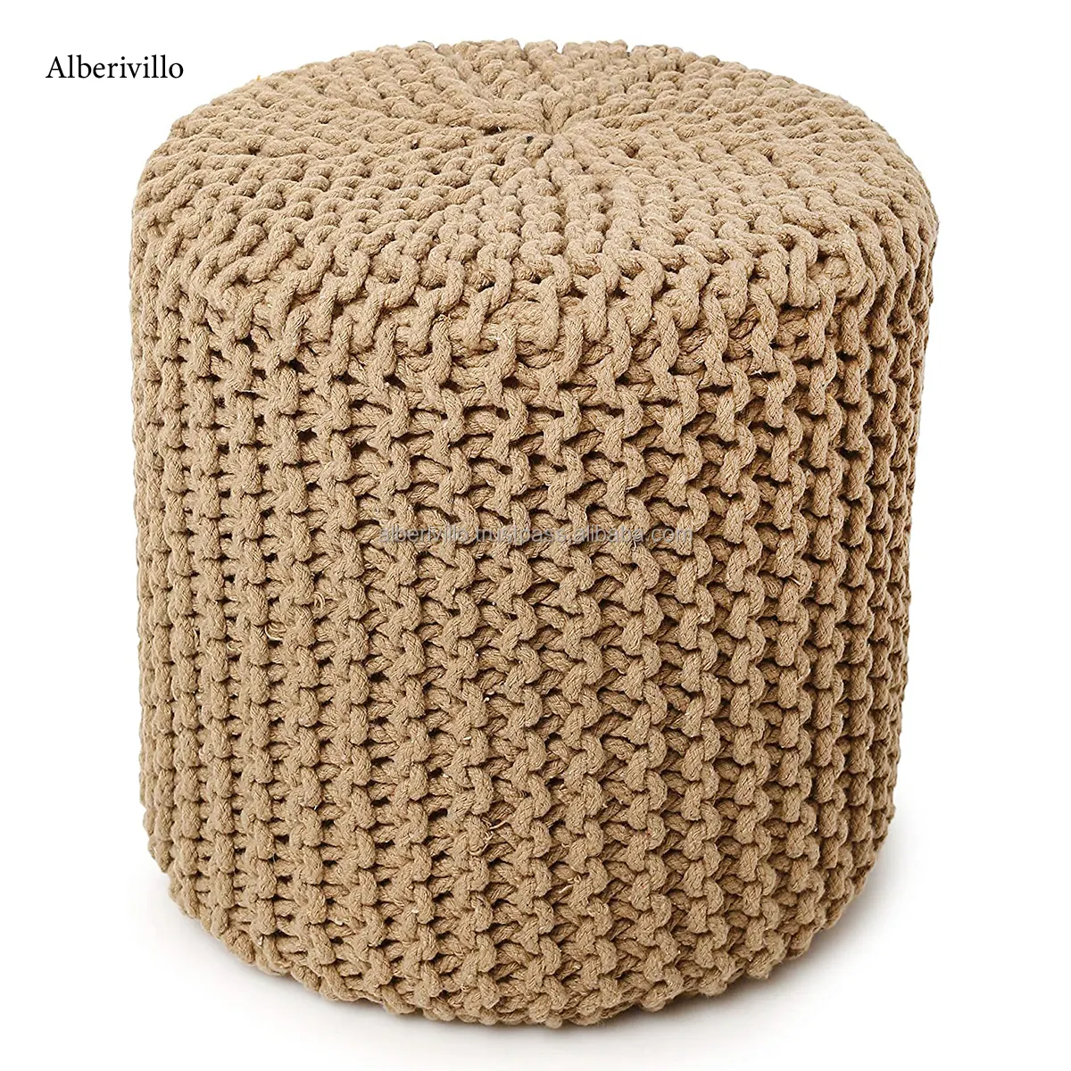 Cómodos muebles para el hogar Puf otomano hecho a mano Algodón Crochet Reposapiés Pufs Bone Inlay Console