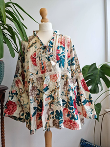 Blusa Boho de Encaje de Algodón Puro con Estampado Floral, Cuello en V, Sin Mangas, Elegante para el Día a Día, Estilo Indio con Bordado - Product Image 2