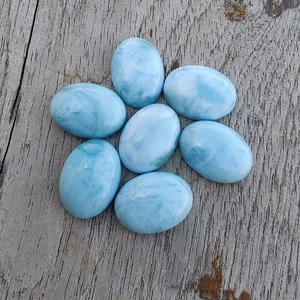 Larimar naturel AAA+ de qualité supérieure, taille ovale 10 mm, dos plat, cabochon calibré, pierre précieuse polie en vrac pour bijoux - Product Image 5