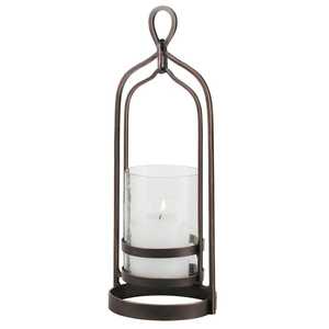 Iron Hurricane <b>Lanterns</b> With Hammered Glass <b>Black</b> Powder Coating & Bronze Finish Decorative Candle Holders For Home & Patio - Product Image 5