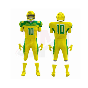 Ensemble d'uniformes de football américain personnalisés, jaune et vert, impression par sublimation, polyester respirant, équipement d'équipe pour hommes adultes - Product Image 3