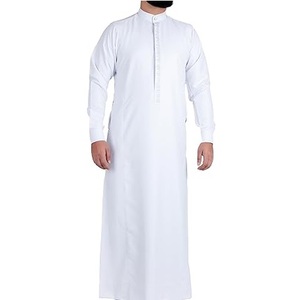 Vêtements ethniques élégants de haute qualité, vêtements musulmans, thawb coupe classique, blanc, thobes pour hommes, vêtements islamiques, taille personnalisée, faible MOQ - Product Image 1