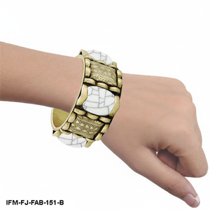 กำไลข้อมือโมเสกงานฝีมือเคลือบทองโบราณ ประดับด้วยหินสีขาวสไตล์โบฮีเมียน สำหรับผู้หญิง - Product Image 6
