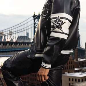 Dernier modèle de veste en cuir Avirex brodée, style streetwear, en cuir de vache véritable, pour homme, imperméable et coupe-vent, pour l'hiver - Product Image 5