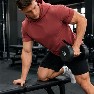 Men's Short Sleeve Training Hoodie Polyester Cotton Athletic Gym Workout Tee Athletic Fitness Sports Apparel Gymwear Activewear - Product Image 6