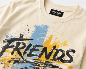 Men's <b>Cream</b> Short Sleeve <b>T</b>-<b>Shirt</b> With Letter Print O-Neck Regular Fit Casual Style 100% Cotton Breathable Jersey Fabric - Product Image 2