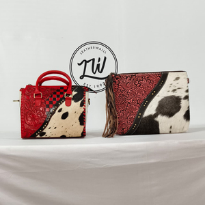 Latest Designer Western Stylish Shoulder Bag High Quality Cowhide Fur Leather Hand Tooled Checker Pattern Multi Color Handbag - Product Image 4