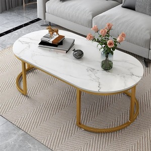 Metal with <b>marble</b> Rectangular <b>Coffee</b> <b>Table</b> for Living Room Center <b>Table</b> with Open Minimalist Space Design - Product Image 1