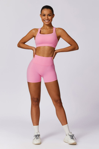 Sujetador Deportivo Rosa para Mujer, Estilo Racerback, Sin Varillas, Sin Costuras, Transpirable, de Spandex y Poliéster, para Todas las Temporadas - Product Image 5