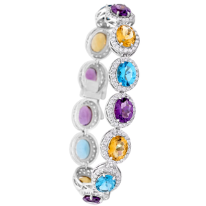 Wholesale Memoria Jewels Multi-Gemstone 925 Sterling <b>Silver</b> Gold Plated Rose Gold Plated IGI Tennis <b>Bracelet</b> for Anniversary - Product Image 6
