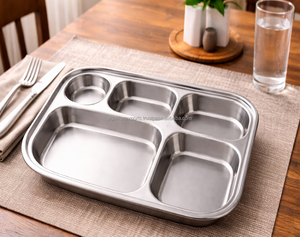 Proveedor Indio de Placas Divisorias de Acero Inoxidable Personalizadas OEM |   Plato para Comida con Acabado Espejo para Suministro al por Mayor - Product Image 5