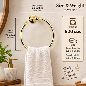Anillo para toallas de latón pulido con diseño de rótula, soporte de pared elegante para toallas de mano, accesorio de baño para hotel y hogar - Product Image 5