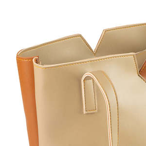Bolso Tote de Moda para Mujer, de Cuero Genuino de Primera Calidad, Gran Capacidad, Color Marrón Beige, Diseño Personalizado, Cierre de Cremallera, Versátil para la Playa - Product Image 3