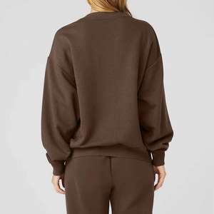 New Arrival <b>Brown</b> Crew Neck Sweatshirt Foe Women Spring <b>Long</b> <b>Sleeve</b> French Terry Blank Pullovers With logo Cotton Sweatshirt - Product Image 2
