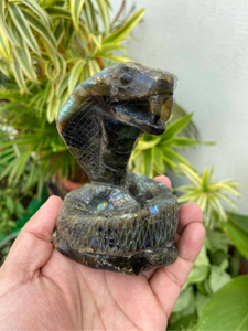 Escultura de Cobra de Labradorita |   Figura de Serpiente Tallada a Mano para Coleccionistas, Decoración de Interiores y Regalo - Product Image 1
