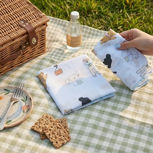 [K-ESSENTIALS] Mouchoirs doux en coton imprimé animaux pour enfants, 60s, réutilisables - Product Image 1