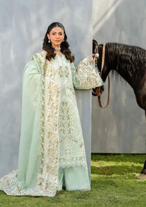 Elegant Women <b>Mint</b> Green Embroidered Salwar Kameez Traditional <b>Dress</b> Floor-Length Loose Fit For Wedding All Seasons - Product Image 5