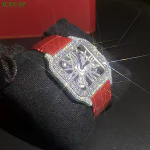 Montre à quartz pour homme au style épuré, entièrement sertie de diamants Moissanite, montre-bracelet tendance pour homme - Product Image 2