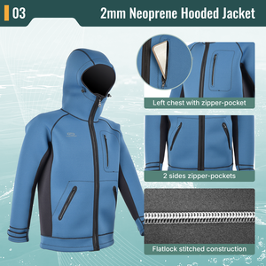 OEM ODM Custom Manufacturer Unisex 2mm-5mm Neoprene Long Sleeve Hooded Anti-UV Front Wetsuit <b>Jacket</b> <b>Surfing</b> Diving Water Sports - Product Image 4