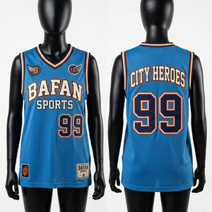Camiseta de baloncesto para mujer, 180 GSM, malla de poliéster premium, azul y naranja, impresión por sublimación, logotipo personalizado, algodón - Product Image 1