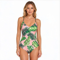 Cetak Sublimasi Kustom Ukuran Besar Model Cutout Cepat Kering Bernapas Tali Silang 1 Potong Pakaian Pantai Wanita Swim Brief OEM ODM