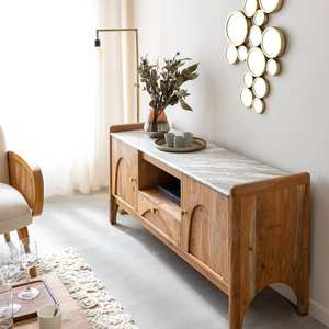 Mueble para TV Vandana Mira Solace en mármol y madera de acacia - Product Image 3