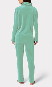 Unisex Velvet Fleece Two-Piece <b>Tracksuit</b> Set Full-Sleeve Hooded Zipper Regular-Fit Solid Color Winter Casual Wear 100% Cotton - Product Image 2