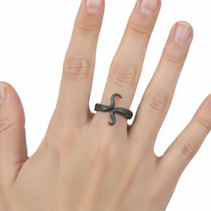 Anillo de Sello de Hierro Negro de Alta Calidad, Estilo Vintage Retro, con Totem de Serpiente y Runas Vikingas, Joyería de Regalo para Hombres y Mujeres, de la India - Product Image 4