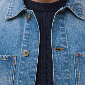 Veste en jean unisexe premium pour hommes et femmes, coupe ample, style streetwear, délavée à l'acide, effet usé, haute qualité, vente en gros - Product Image 3