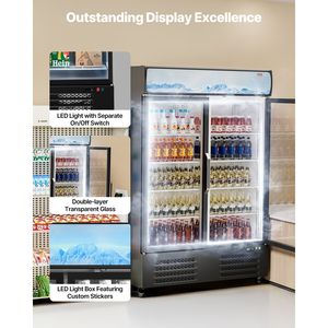 "2-Glass Door Commercial Display <b>Refrigerator</b>-36.27 Cu. Ft. Upright Beverage Cooler with 8 Adjustable Shelves" - Product Image 5