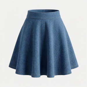 Jupe courte en jean pour femme, coupe trapèze, couleur unie, style décontracté, taille normale, tissu tissé, confortable, à porter toute l'année - Product Image 1