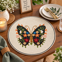 Set de table rond en perles de verre fait main, motif papillon, pour la décoration de table, réutilisable, inspiré de la nature, pour la maison