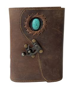 Carnet de notes relié en cuir pierre Turquoise artisanale vintage pour hommes et femmes carnet de notes serrure planificateur dessin carnet de croquis - Product Image 1