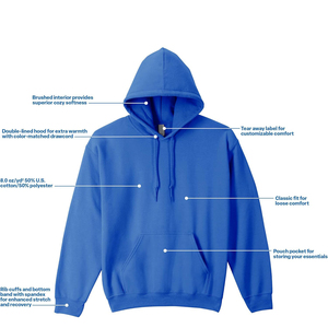 เสื้อฮู้ดสีน้ำเงินสำหรับผู้ชาย ทรงปกติ ผ้าถักเนื้อฝ้าย สวมใส่สบายๆ สำหรับฤดูใบไม้ร่วง BRG เสื้อฮู้ดและเสื้อสเวตเชิ้ตสำหรับผู้ชาย - Product Image 2