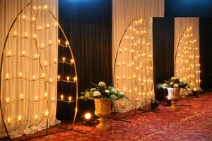 ฉากแต่งงานอินเดียใต้ ชุดเสาไฟเบอร์สีทอง ตกแต่งเวทีงานแต่งงาน ดีไซน์ฉากหลังงานแต่งงานสุดหรูทันสมัย ลอสแอนเจลิส - Product Image 4