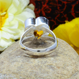 Heart Shape Citrine Topaz <b>Ring</b> 925 Sterling Silver Gemstone <b>Ring</b> Handmade Jewelry Women <b>Statement</b> <b>Ring</b> - Product Image 3