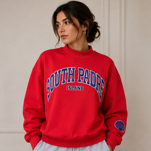 South Padre Island Custom Logo Collegiate Mock Neck <b>Sweatshirt</b> <b>Vintage</b> Oversized Women Varsity Pullover High Neck College - Product Image 1