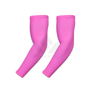 Manchon de bras anti-UV unisexe rose pour adultes, fabriqué en tissu 100 % polyester uni teint - Product Image 6