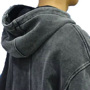 Pullover Acid Wash Streetwear Vintage One Hundred Percent Cotton Solid Tracksuit For Men Custom Hoodie Sweatpants Terry Fleece S - Product Image 2