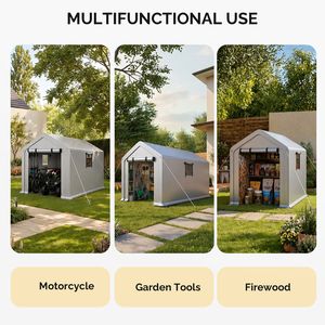Tenda per Biciclette in Metallo Resistente 6x10 FT, Capanno da Esterno con 2 Finestre Avvolgibili per Deposito in Giardino - Product Image 6