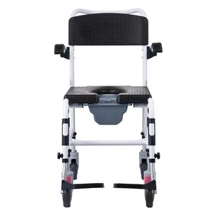 Sedia a rotelle da doccia con 4 ruote bloccabili, braccioli pieghevoli e altezza regolabile su 3 livelli, secchio rimovibile da 5L, 350 libbre di portata - Product Image 3