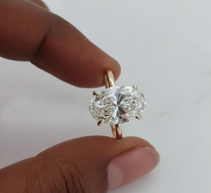 Bague de fiançailles en diamant taille ovale, style classique pour femme, or 18 carats, diamant de laboratoire certifié IGI - Product Image 4