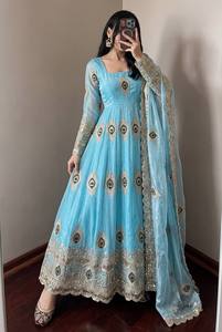 Turquoise Silk <b>Lehenga</b> Choli <b>Women</b> Traditional Indian Pakistani Wedding Embroidered Peacock Design Floor-Length Loose Fit - Product Image 4