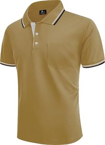 Chemise homme slim fit à manches courtes, couleur unie, poche poitrine, respirante, séchage rapide, col tricoté, boutonnée, décontractée, pour le golf, en polyester - Product Image 2