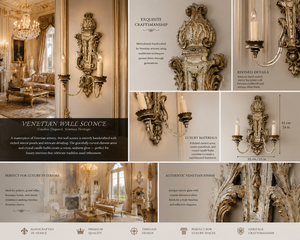 Statement Venetian Baroque Luxury <b>Wall</b> <b>Sconce</b> Decorative <b>Wall</b> <b>Light</b> with Elaborate Ornamental Mirror Detailing, Decorative Brass - Product Image 3