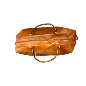 Sac de voyage vintage en cuir de chèvre véritable, sac de week-end élégant avec fermeture à glissière - Product Image 4