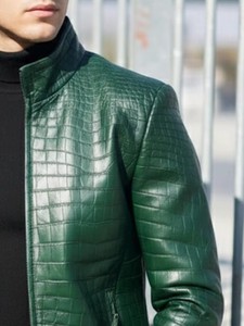Men's Python Emboss <b>Leather</b> <b>Jacket</b> Premium Cowhide Motorcycle OEM ODM Wholesale Sample Service Available Collection - Product Image 3