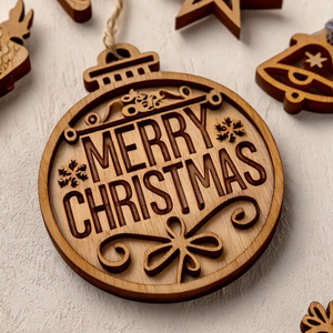 Adorno Navideño Redondo de Madera, Decoración Artesanal Cortada con Láser, Estilo Tradicional, Decoración Colgante para Árbol de Navidad - Product Image 1