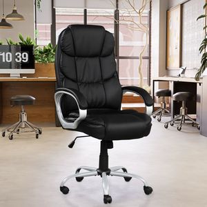 Sedia da Ufficio Girevole in Ecopelle Nera/Cromata con Braccioli Imbottiti, Altezza Regolabile per Lavoro al Computer - Product Image 5